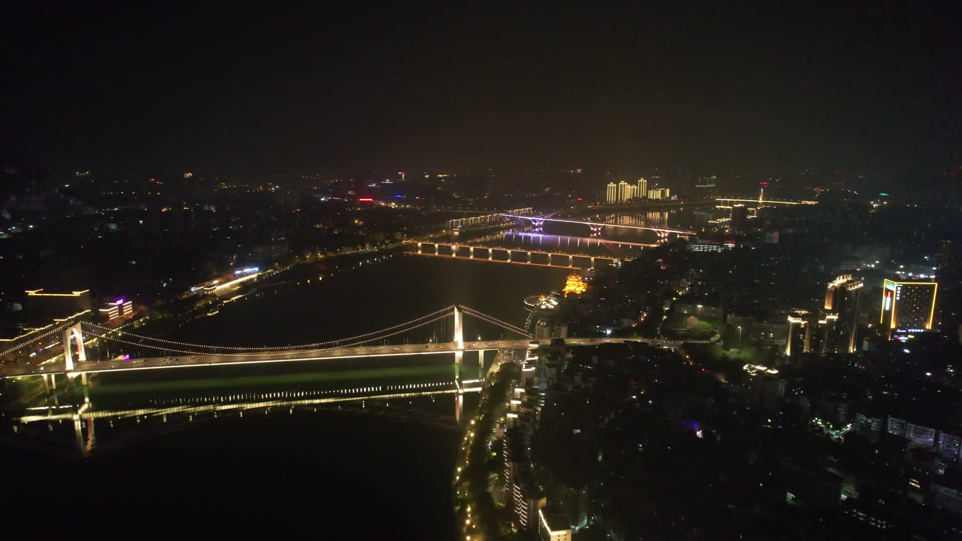 广西柳州柳江夜景灯光航拍视频的预览图