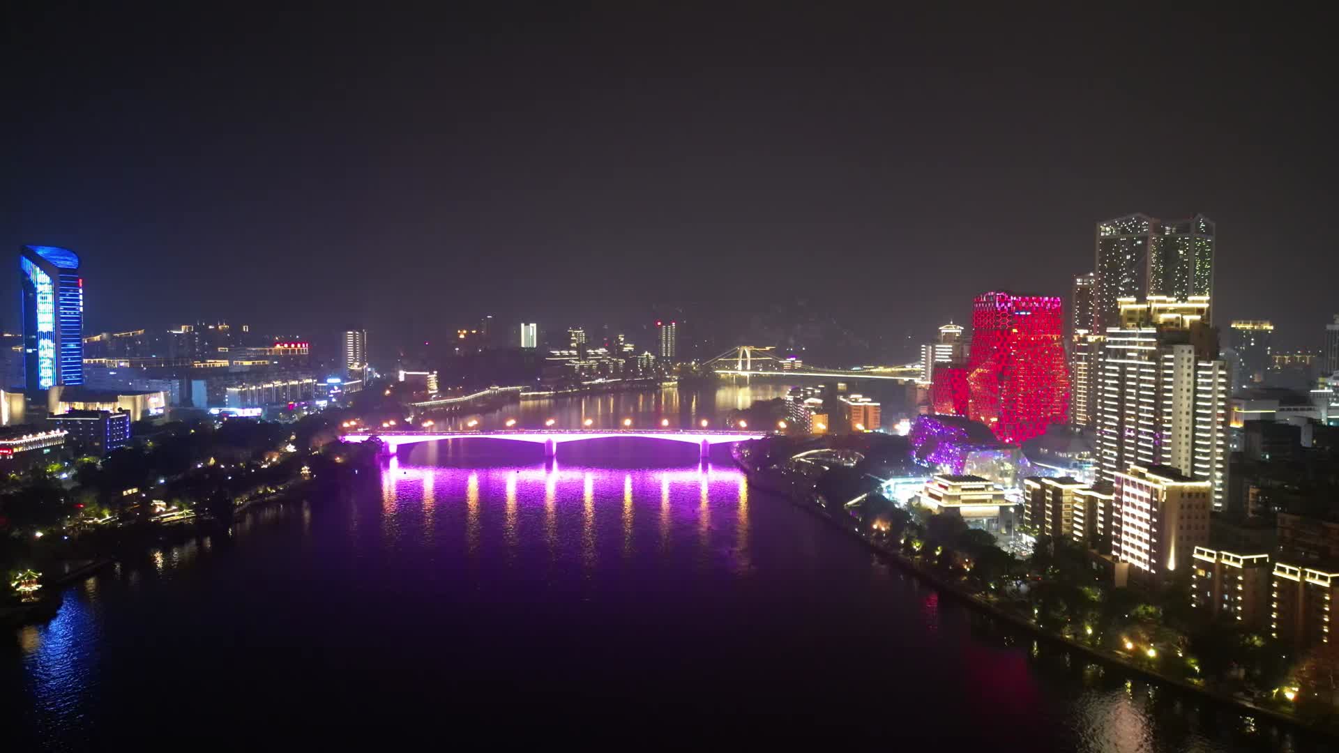 广西柳州柳江夜景灯光航拍视频的预览图