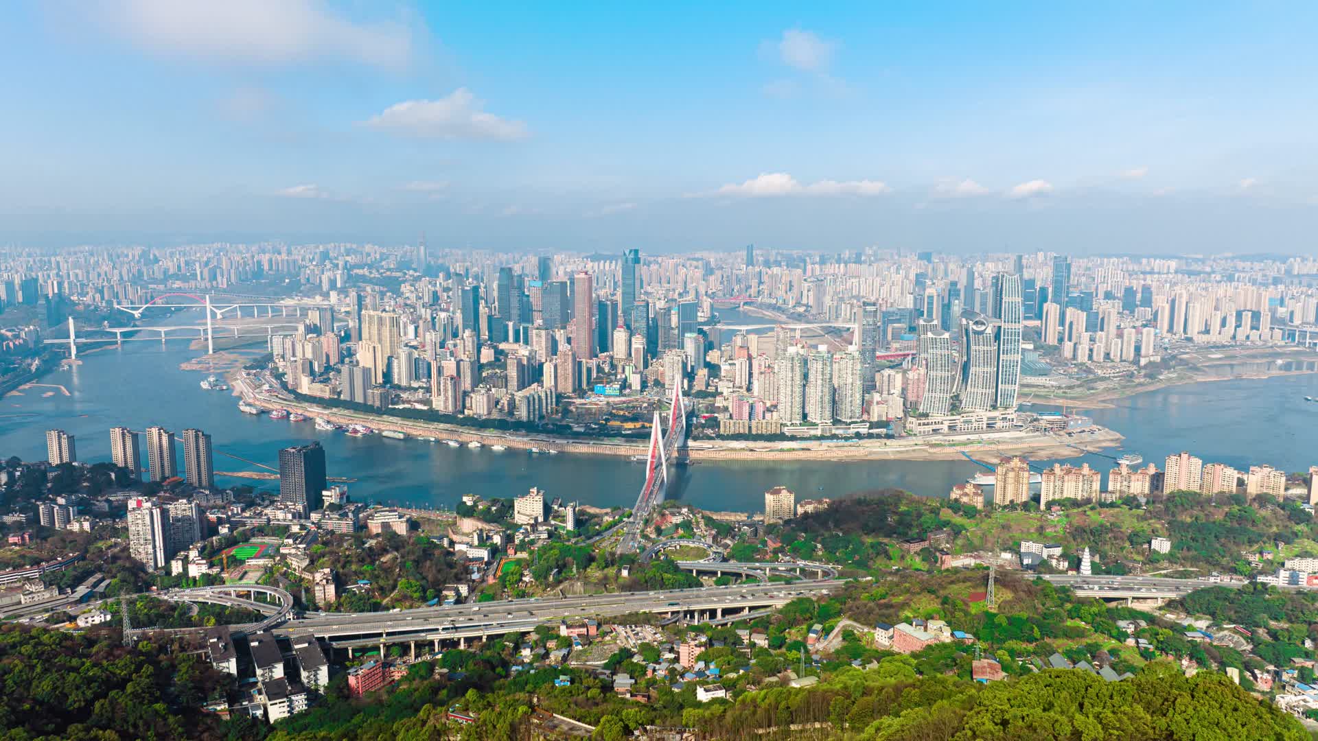 8K重庆渝中半岛两江汇超高清顺光延时摄影视频的预览图