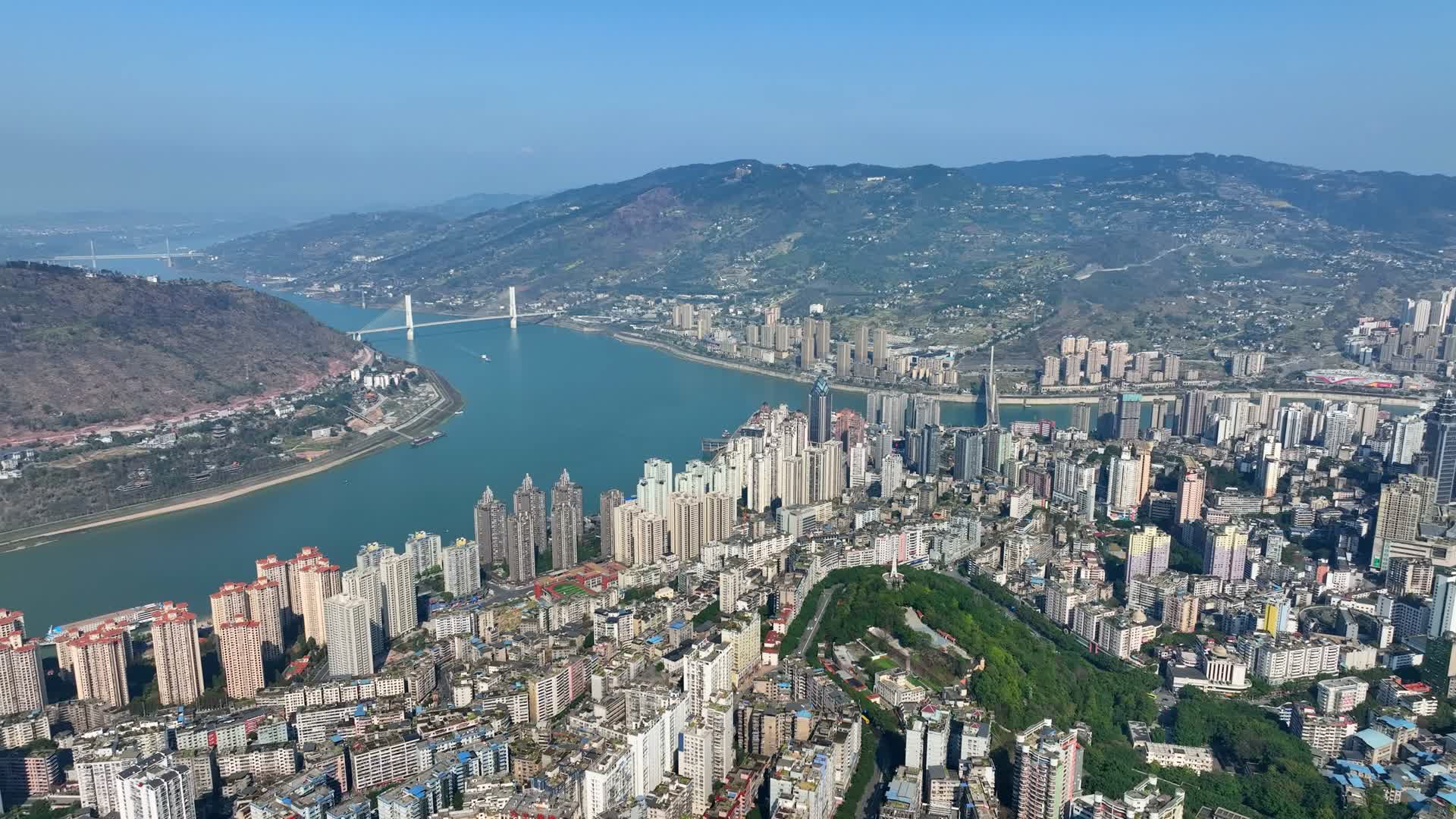 4K重庆市涪陵区涪陵城市涪陵乌江航拍视频的预览图