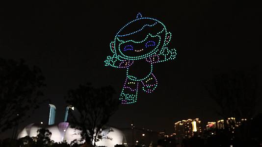 杭州奥体中心迎亚运无人机灯光秀莲莲视频的预览图