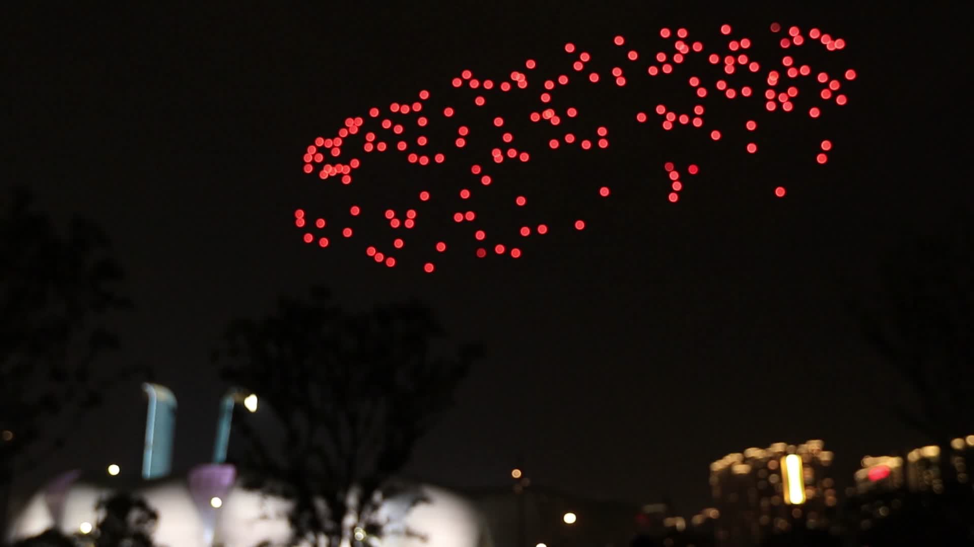 杭州奥体中心迎亚运灯光秀之鸟巢视频的预览图