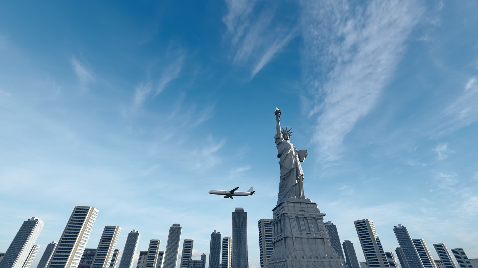 美国纽约自由女神像雕塑像视频的预览图