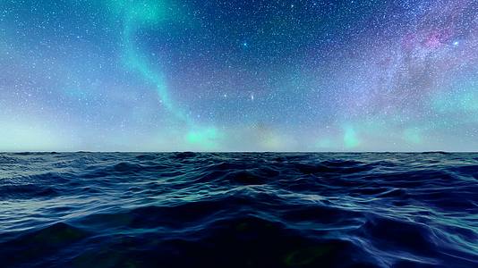 夜晚大海星空北极光闪耀视频的预览图