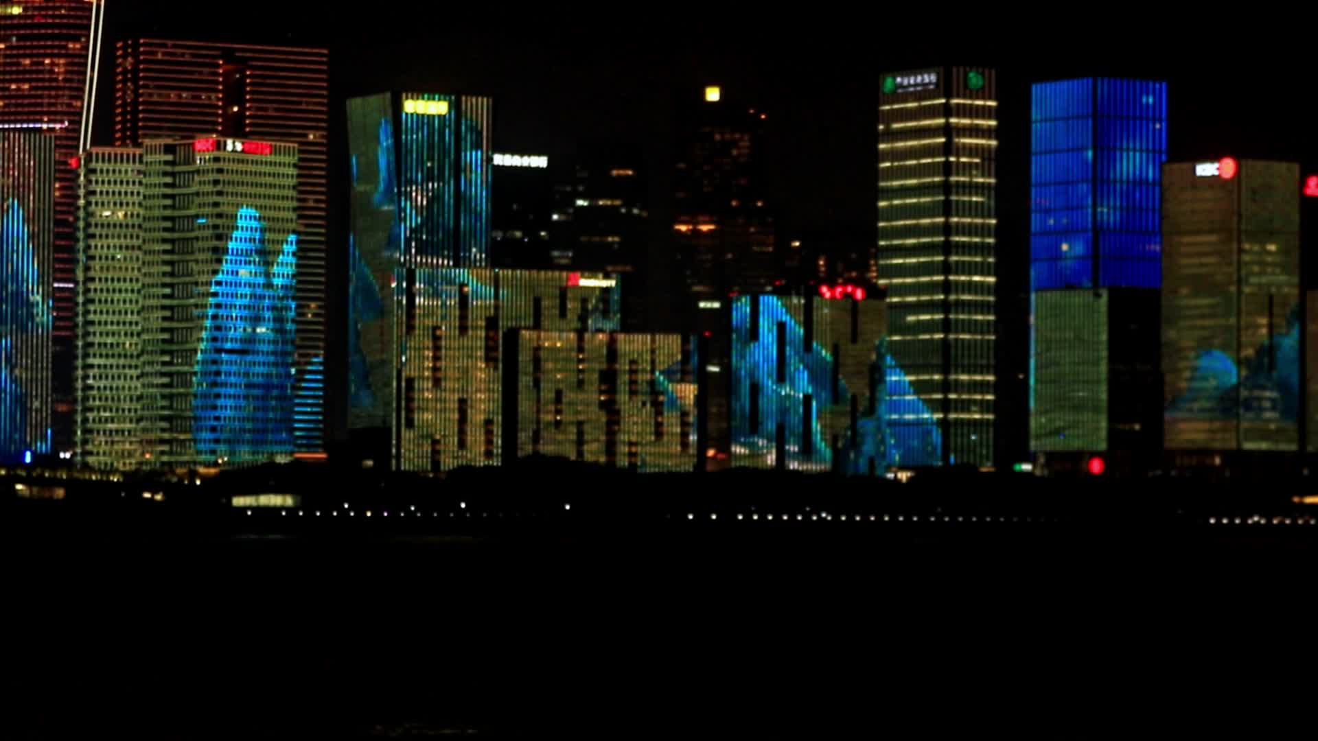 杭州城市阳台迎亚运大型灯光秀视频的预览图