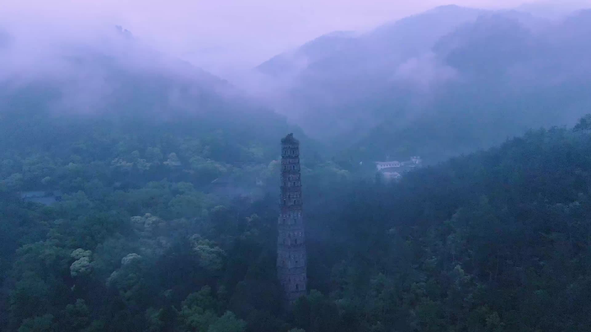 航拍天台山国清寺千年隋塔视频合集视频的预览图