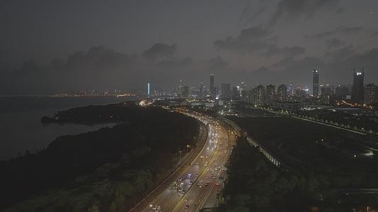 深圳滨河大道车流日落夜景视频的预览图