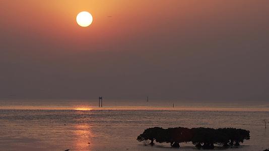 海平线日落延时摄影视频的预览图