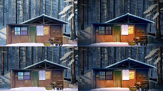 林间小屋不同时间动态背景视频的预览图