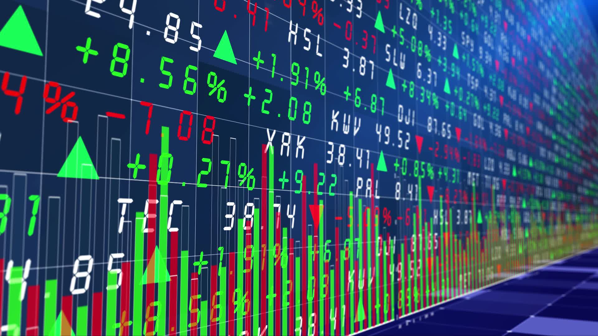 证券市场大厅股价涨跌变动屏幕视频的预览图