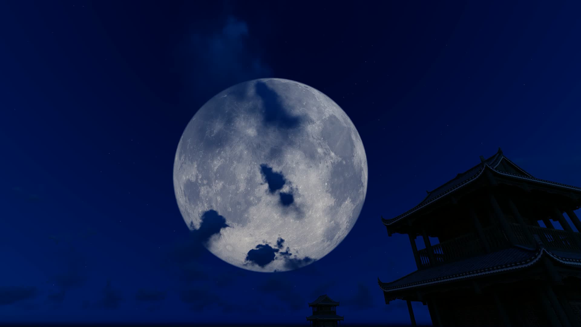 夜晚月亮升起延时摄影视频的预览图