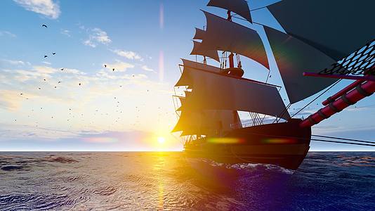 古代海上丝绸之路上出海贸易的商船视频的预览图