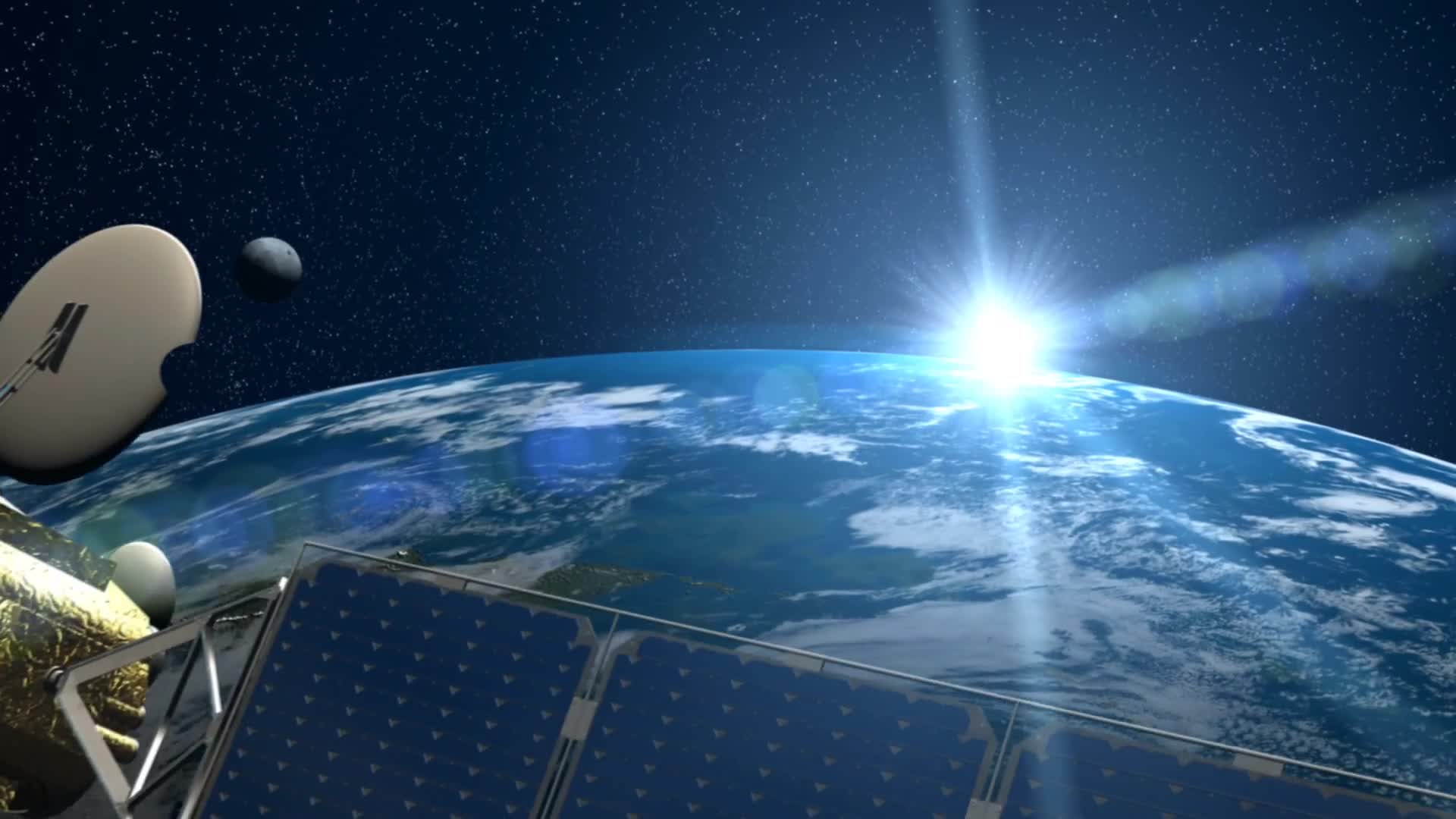 地球卫星卫星飞过地球视频的预览图