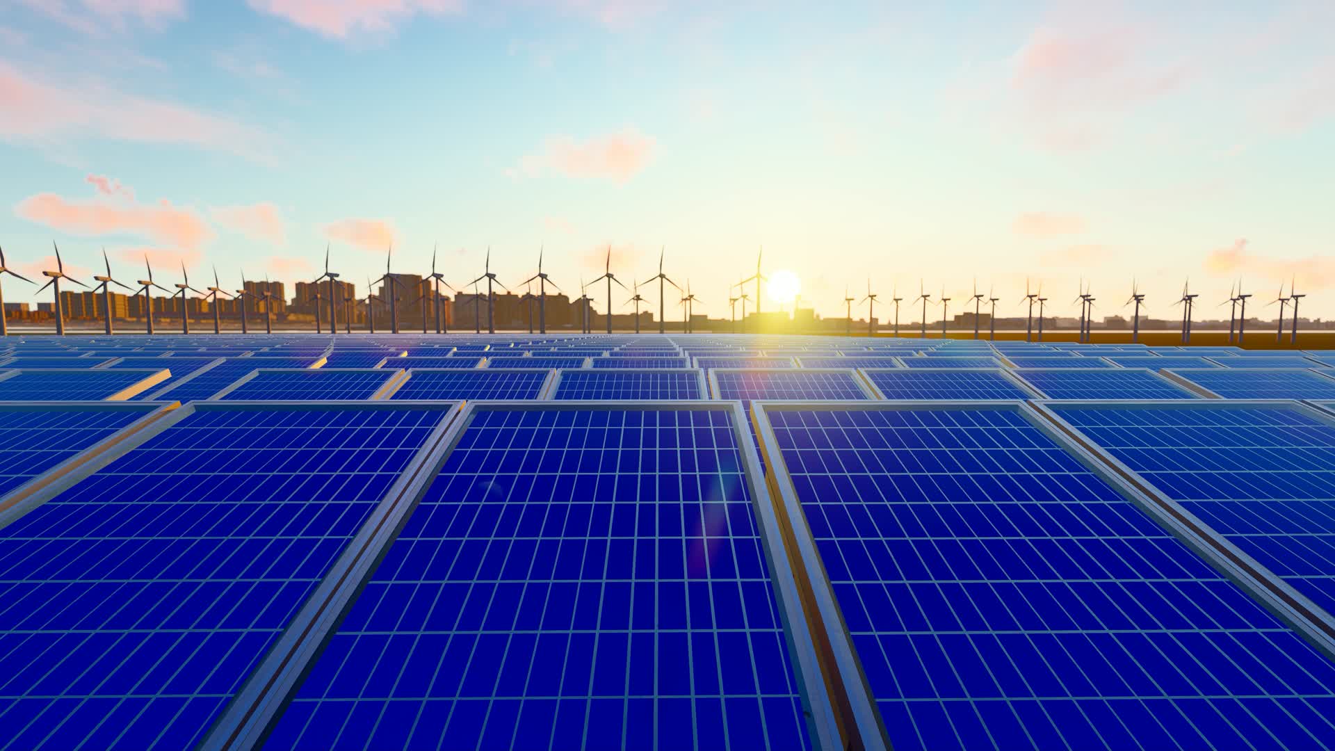 工业化城市新能源太阳能风能发电设施视频的预览图
