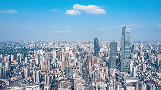 8K简约湖南长沙城市中心天际线蓝天白云延时视频的预览图