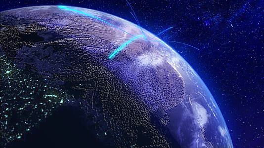 科技地球粒子光线环绕覆盖全球视频的预览图
