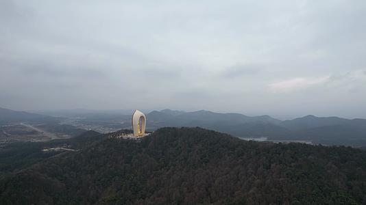 航拍江西庐山景区全球第一高佛像东林大佛4k视频的预览图