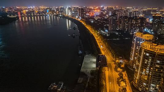 8K湖南常德沅江城市夜景风光航拍延时视频的预览图