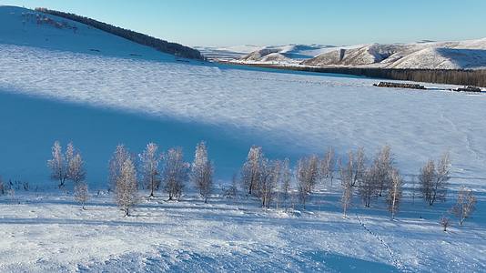 冬季航拍大兴安岭雪野风景视频的预览图