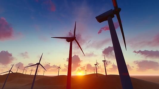 沙漠新能源风力发电风车视频视频的预览图