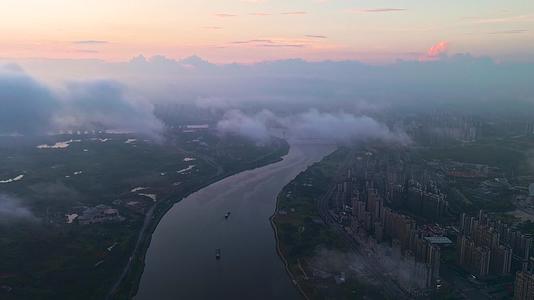 4K延时航拍广西南宁城市晚霞美景视频的预览图
