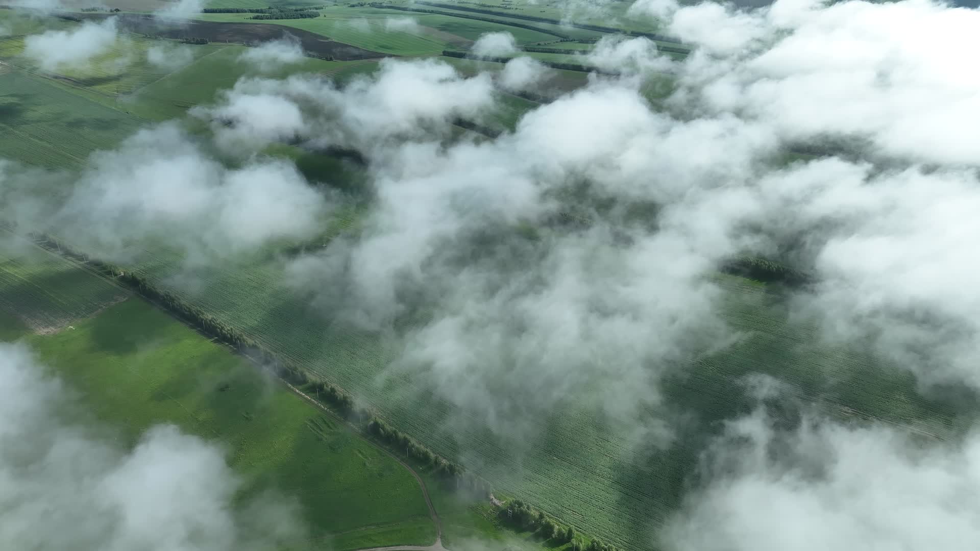 航拍丘陵山地农田夏日云雾风景视频的预览图