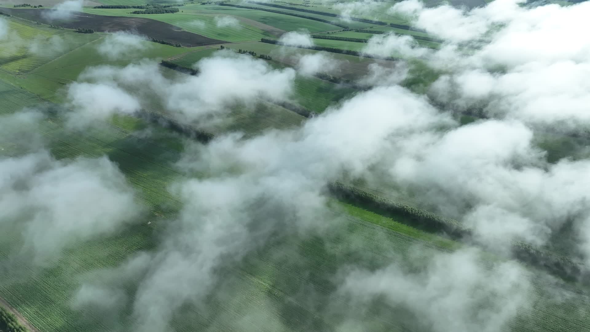 航拍丘陵山地农田夏日云雾风景视频的预览图