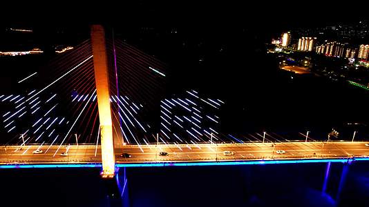 4K重庆云阳长江大桥夜景航拍视频视频的预览图