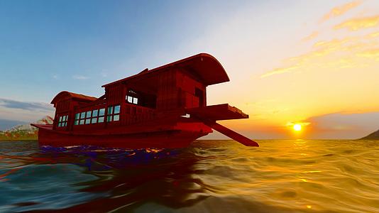 夕阳下的嘉兴南湖红船视频的预览图