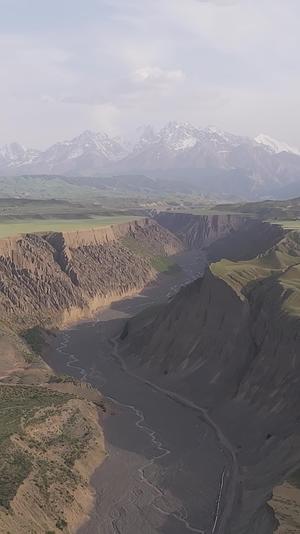 高清竖屏航拍新疆安集海镇红山大峡谷地质景观视频的预览图