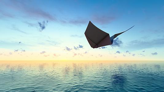 纸飞机飞越蓝天大海放飞梦想视频的预览图