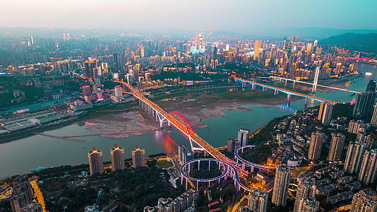 8k重庆菜园坝大桥日落延时摄影苏家坝立交视频的预览图