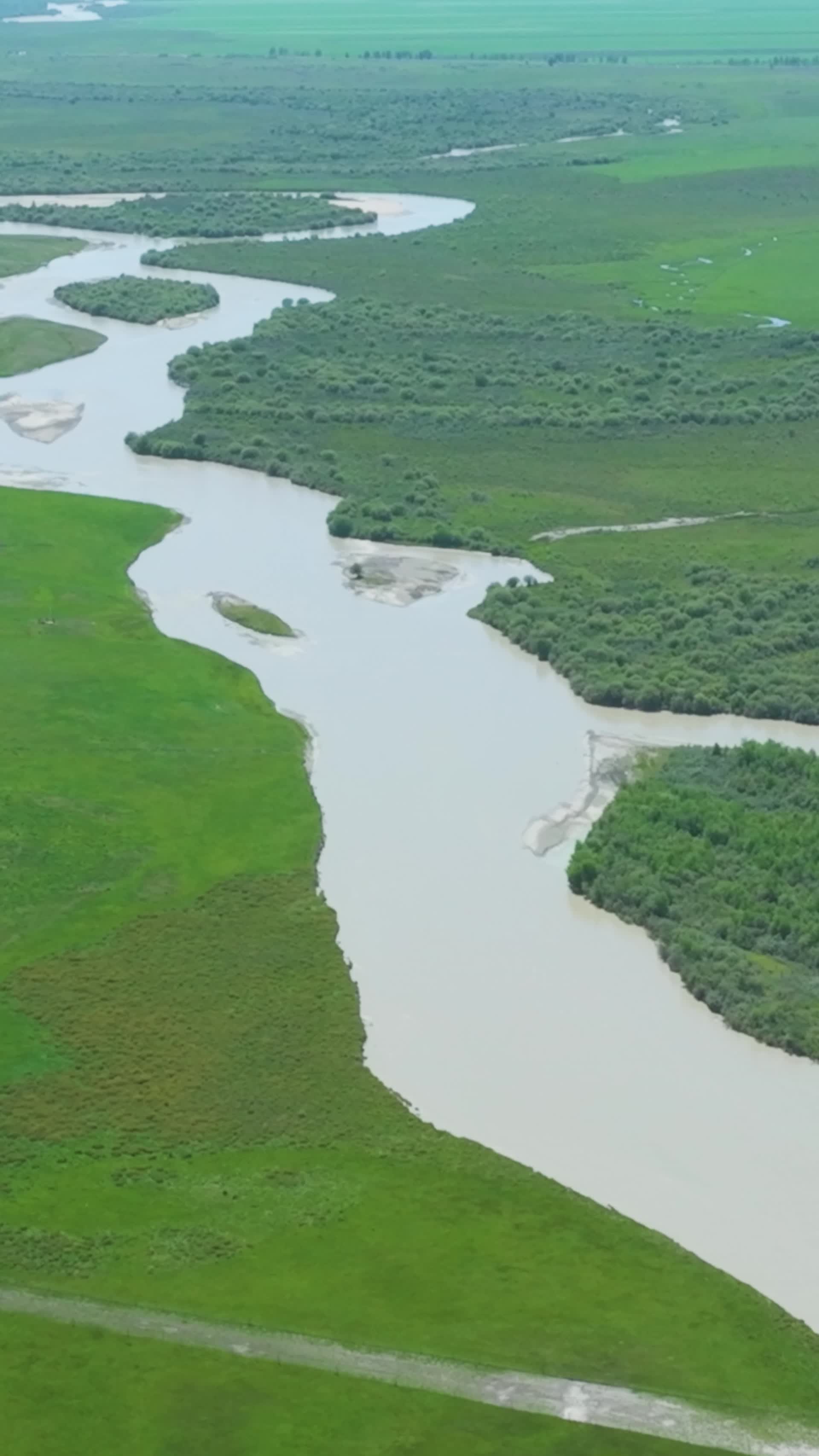 高清竖屏航拍伊梨昭苏草原特克斯河地貌视频的预览图