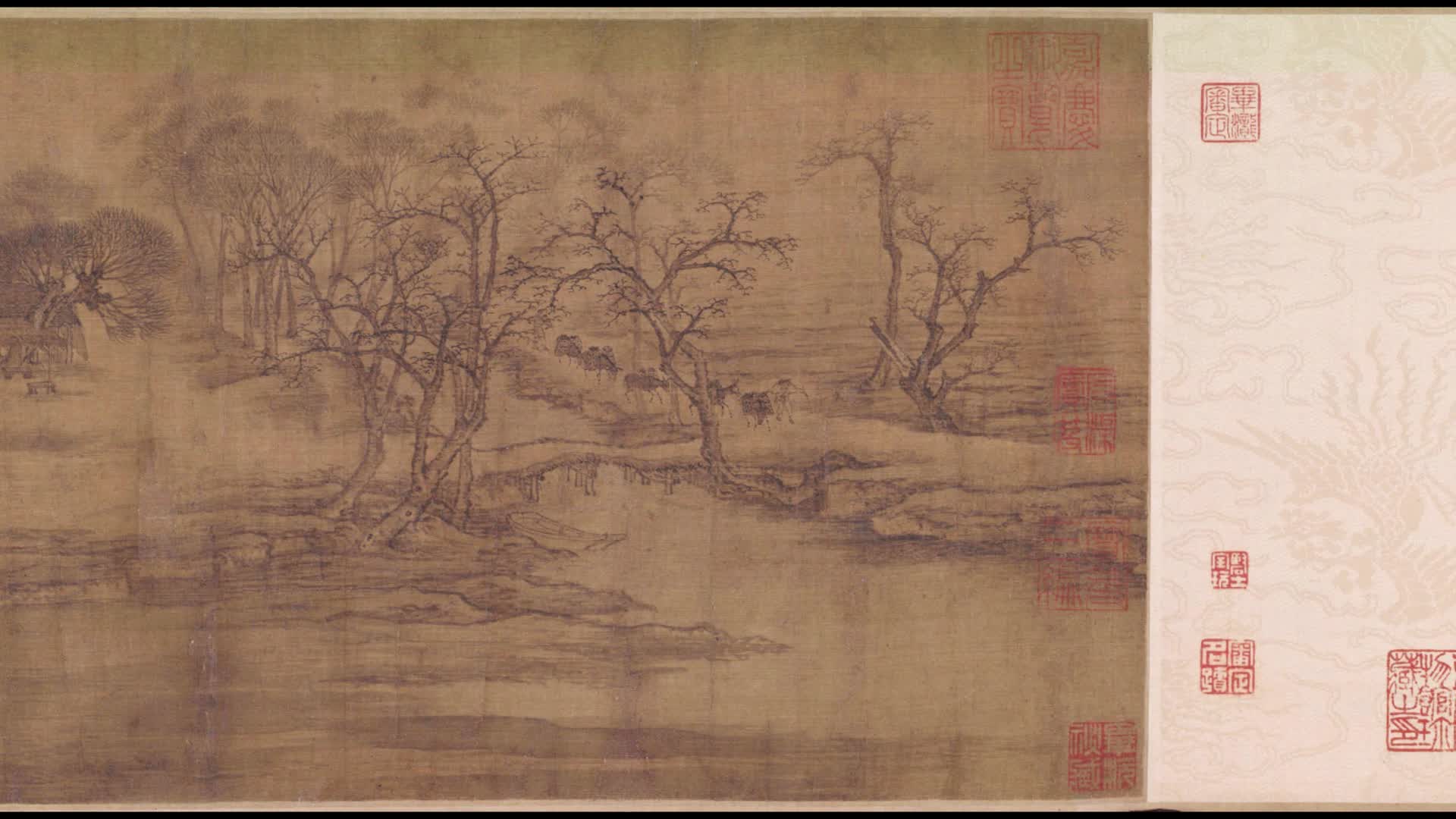 中国山水画古画名画清明上河图绢本北宋张择端视频的预览图