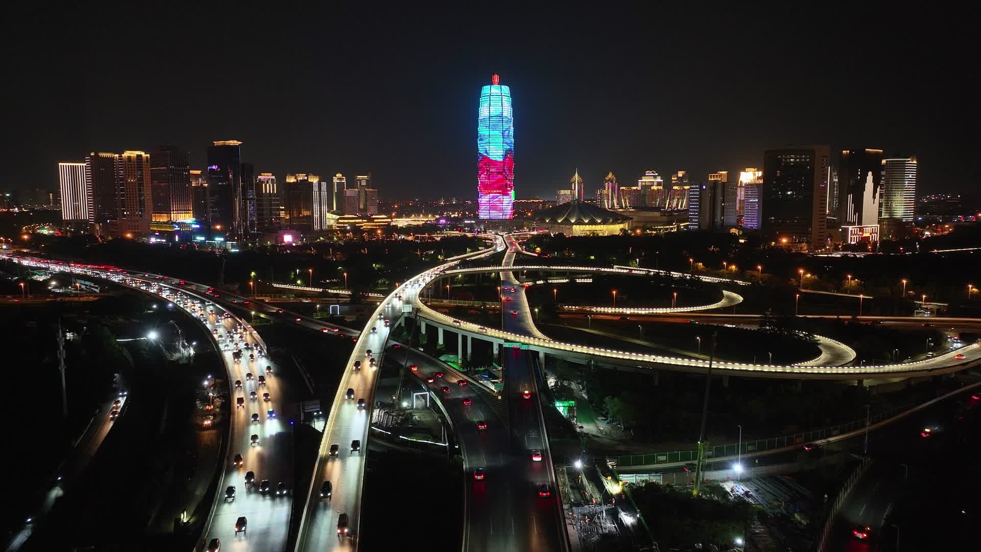 2023最新航拍郑东新区CBD夜景视频的预览图