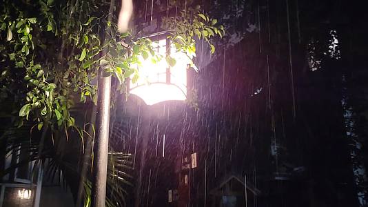 雨夜中的路灯写实写意原音原画4K高清视频的预览图