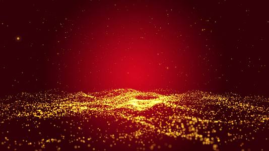 金色粒子波浪红背景视频的预览图