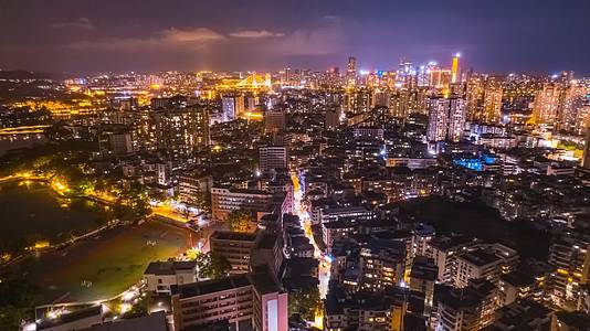 8K广东惠州城市天际线夜景灯光航拍延时视频的预览图