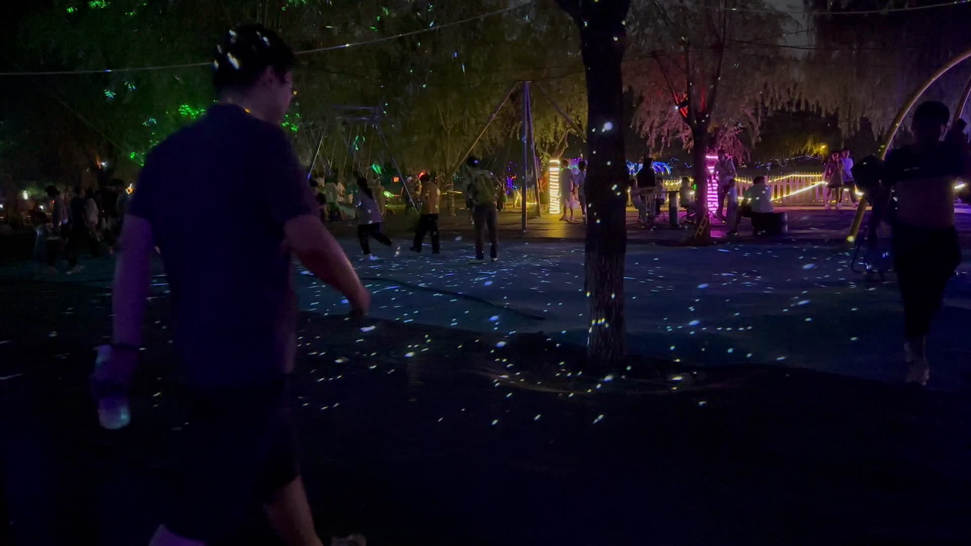 北京夜幕下的灯光秀灯会灯展视频的预览图