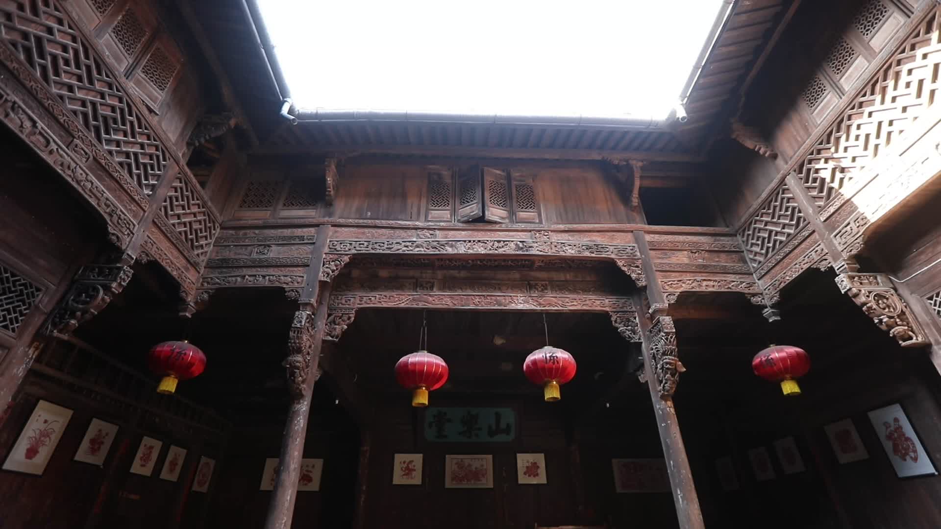 J浙江杭州龙门古镇山乐堂4K实拍视频视频的预览图