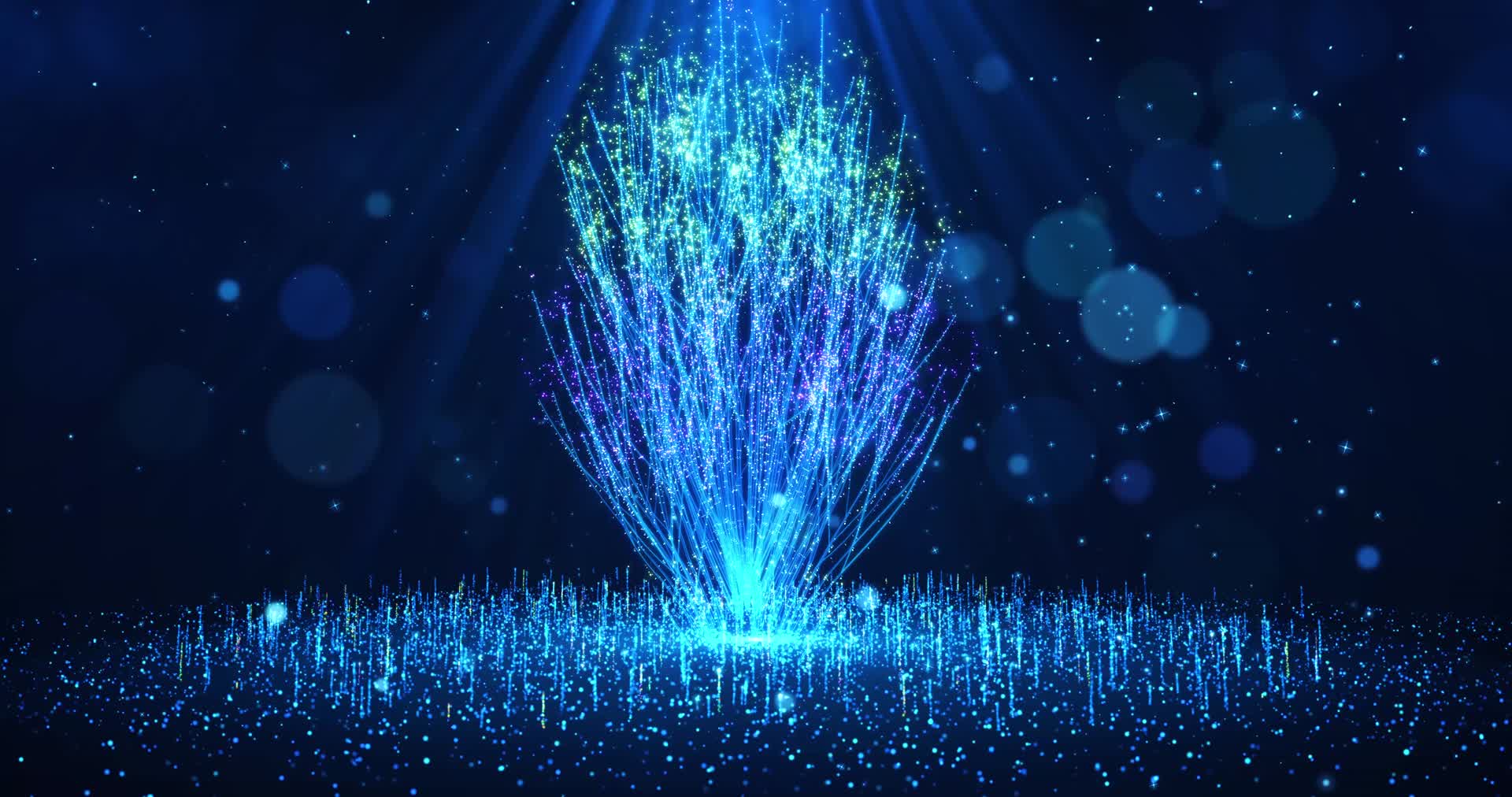 唯美梦幻蓝色粒子树循环背景视频的预览图