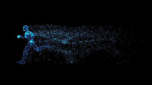 蓝色粒子人物奔跑循环动画带透明通道视频的预览图