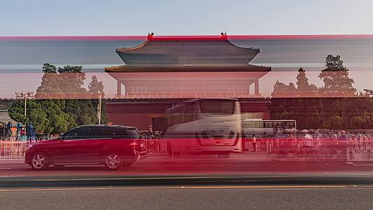 8K北京故宫博物院人流车流交通延时视频的预览图