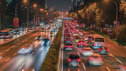 10K北京国贸三期CBD夜景二环交通延时视频的预览图