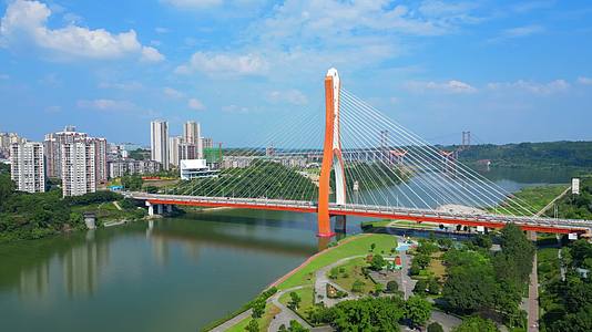 4K潼南涪江大桥潼南大景长江三桥视频的预览图
