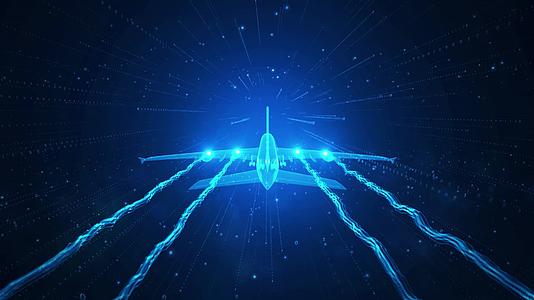 科技飞机光效穿梭粒子空间循环动画视频的预览图