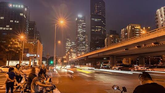 10K震撼北京国贸三期CBD夜景交通延时视频的预览图