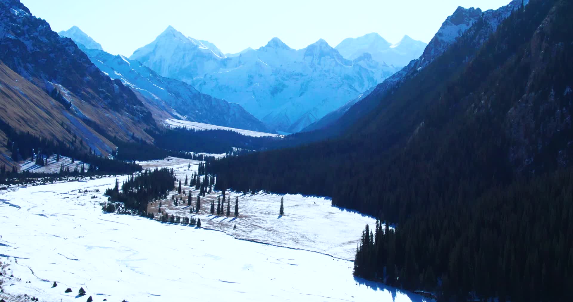 新疆宣传片冬日新疆喀纳斯三湾晨雾视频的预览图