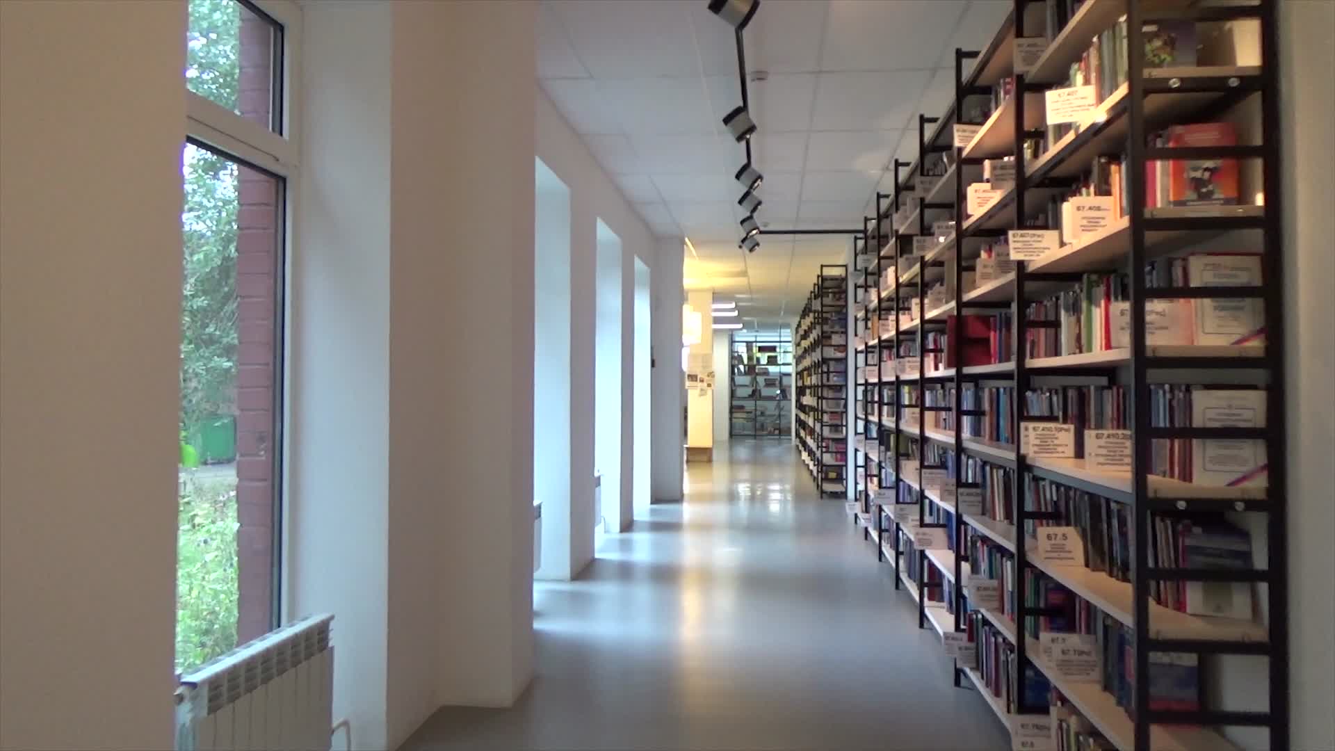 4K图书馆走廊图书视频的预览图