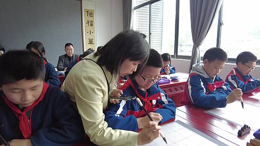 重庆乡村小学学生学书法1080实拍视频视频的预览图